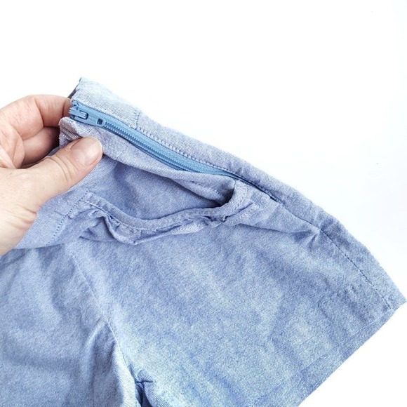 Janie & Jack Chambray Shorts Dressy Seersucker Style Zip side - Picture 4 of 4